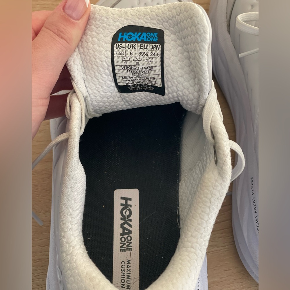 HOKA Bondi SR Sneakers – White | Women’s 7.5 Wide - Picture 3 of 8